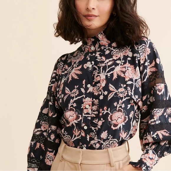 Love The Label Tops - Love the Label Cotton floral button down blouse